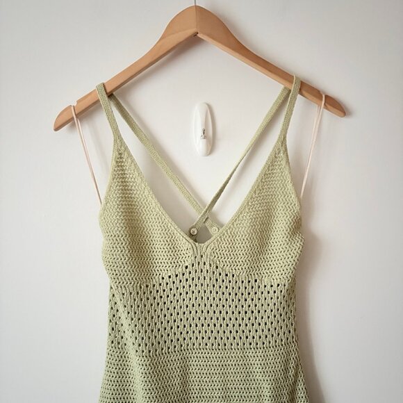 Aritzia Wilfred Evie Crochet Midi Dress Sage Pale Green Size Small - Picture 6 of 11